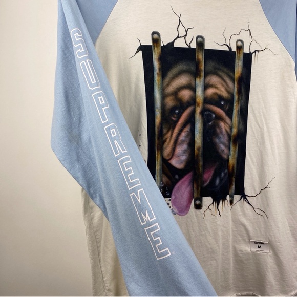 Supreme Dog Raglan Long Sleeve L/S Top Shirt Blue Size Medium Mario Ayala - Picture 9 of 16